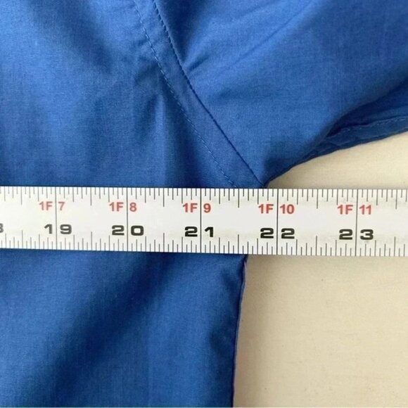 Bruno Mens Button Down Shirt Long Sleeves Roll Up Tabs Casual Blue Size Medium - Picture 12 of 15